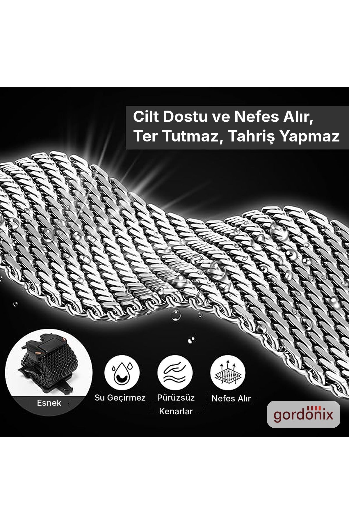 __vg|Gümüş|4|grd-milano-gumus-05|Apple Watch 44mm 45mm 46mm 49mm Gordonix Milano Serisi Paraşüt Tokalı Paslanmaz Çelik Hasır Kordon