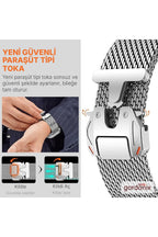__vg|Gümüş|5|grd-milano-gumus-06|Apple Watch 44mm 45mm 46mm 49mm Gordonix Milano Serisi Paraşüt Tokalı Paslanmaz Çelik Hasır Kordon