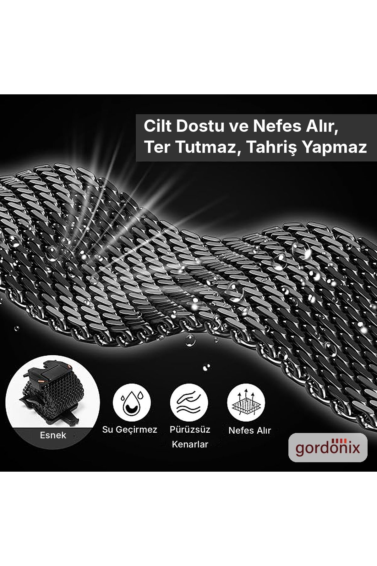__vg|Siyah|4|grd-milano-siyah-05|Apple Watch 44mm 45mm 46mm 49mm Gordonix Milano Serisi Paraşüt Tokalı Paslanmaz Çelik Hasır Kordon