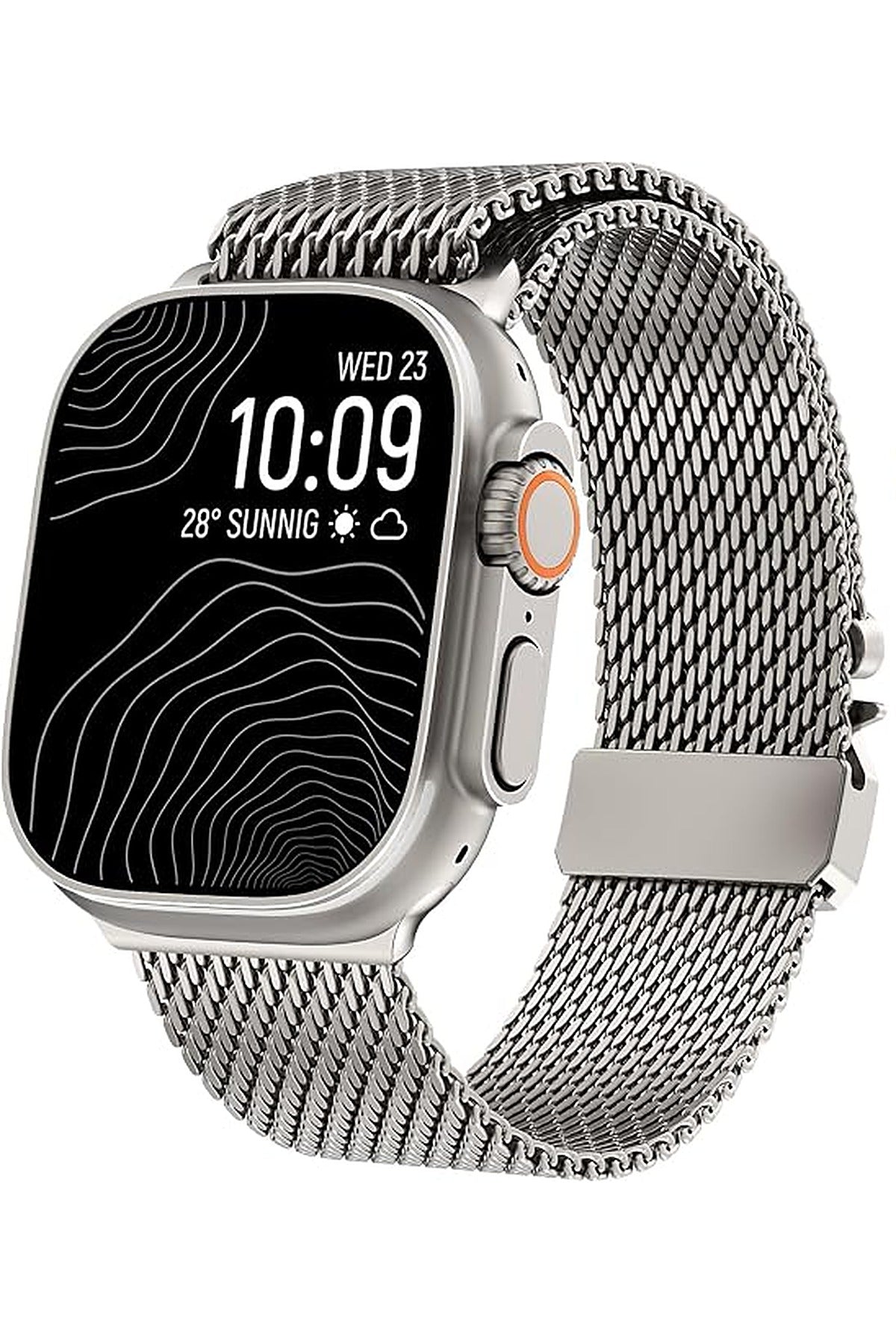 __vg|Titanyum|0|grd-milano-titanyum-01|Apple Watch 44mm 45mm 46mm 49mm Gordonix Milano Serisi Paraşüt Tokalı Paslanmaz Çelik Hasır Kordon