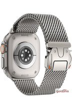 __vg|Titanyum|1|grd-milano-titanyum-02|Apple Watch 44mm 45mm 46mm 49mm Gordonix Milano Serisi Paraşüt Tokalı Paslanmaz Çelik Hasır Kordon