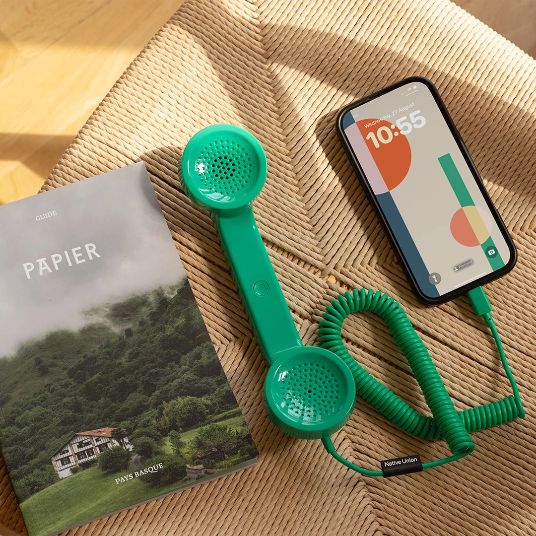 Native Union Pop Phone Retro Telefon Ahizesi - USB-C Destekli, Mikrofonlu ve Hoparlörlü (iPhone, iPad, Samsung S25, Laptop Uyumlu)